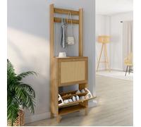 IDMARKET Vestiaire d'entrée HANAE meuble chaussures 2 portes effet naturel cannage