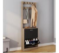 IDMARKET Vestiaire d'entrée KLARK meuble chaussures 2 portes effet bois et noir