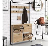 IDMARKET Vestiaire d'entrée LUIS meuble chaussures 4 portes design industriel