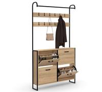 IDMarket – Vestiaire d'entrée Luis – Meuble à chaussures 4 portes design industriel