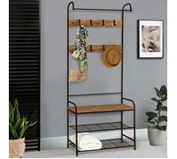 IDMARKET Vestiaire d'entrée PEDRO 79 cm bois et noir design industriel
