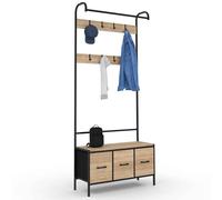 IDMarket Vestiaire d'entrée UTAH avec banc et 3 tiroirs en tissu design industriel