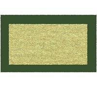 IDMAT Tapis Coco Blanchi 40x70 cm épaisseur 15 mm Bord Kaki, Blanc