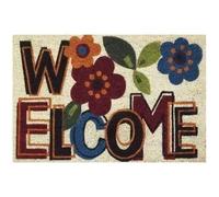 IDMAT Tapis coco blanchi/PVC - 40 x 60 cm - Welcome Fleur