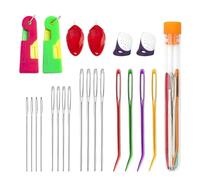 IDNVFY 1 Ensemble D'Aiguilles De Couture, 2 Morceaux De Couvercle De Protection des Doigts en Silicone, 4 Morceaux De Filetage À L'Aiguille, Outil À Main, Accessoires De Couture De Bricolage.