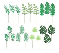 IDNVFY 21 Morceaux D'Isolement De Cartes À Gâteau De Feuilles Tropicales, Ornements De Cupcakes, Insérer des Cartes De Décoration De Gâteau, Accessoires De Décoration De Gâteau.