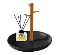 Idoblo Plateau à clés en Bois pour Table d'entrée, Bol à clés en Bambou avec Support Vertical à 3 Niveaux | Valet Plateau Parfum, Bijoux Vaisselle Porte-Anneau en Bois