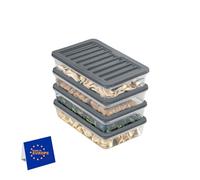 IDOBY Lot de 4 boîtes de conservation empilables, pour congélateur et réfrigérateur, avec couvercle, résistantes au gel jusqu'à -25 °C, réutilisables, pour charcuterie (4 x 1200)