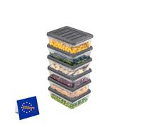 IDOBY Lot de 6 boîtes de conservation empilables, pour congélateur et réfrigérateur, avec couvercle, résistantes au gel jusqu'à -25 °C, réutilisables, pour charcuterie