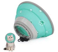 IDOGCHEW Collerette Chat Anti Léchage et Anti Grattage, Colerette Protection Chat en Tissu Souple, Réglable et Pliable, M Vert