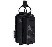 IDOGEAR Pochettes magnétiques Simples 5,56 mm et 9 mm Kangaroo Magazine Pouch Elastic Tactical Molle Pouch for Rifle M4 AR 5.56mm Pistol 9mm .45 ACP Magazines Laser-Cut Style (Camo Black)