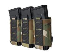 IDOGEAR Pochettes Tactiques Pochette Triple 5,56 mm Pochette de Chargeurs Molle Porte-Chargeur de Fusil avec Plaque en PP à Motifs en Fibre de Carbone pour M4 M14 M16 AR15 (Camo)