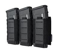 IDOGEAR Pochettes Tactiques Pochette Triple 5,56 mm Pochette de Chargeurs Molle Porte-Chargeur de Fusil avec Plaque en PP à Motifs en Fibre de Carbone pour M4 M14 M16 AR15 (Black)