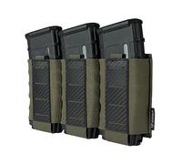 IDOGEAR Pochettes Tactiques Pochette Triple 5,56 mm Pochette de Chargeurs Molle Porte-Chargeur de Fusil avec Plaque en PP à Motifs en Fibre de Carbone pour M4 M14 M16 AR15 (Ranger Green)