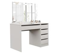 IDOHOME 110x144 5 Tiroirs Coiffeuse avec Miroir LED (100x67) - Rangement - Table de Maquillage - Bureau Cachemire - Vanity Maquillage