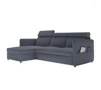 IDOHOME Canapé d'angle Convertible 220x160 - Tissu Soro - à Gauche ou à Droite - Canapé 3 Places Convertible avec Espace de Rangement - Sofa Gris