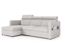 IDOHOME Canapé d'angle Convertible 220x160 - Velours Côtelé Poso à Gauche ou à Droite - Canapé 3 Places Convertible avec Espace de Rangement - Sofa Beige