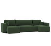 IDOHOME Lit Canapé en U 318x145 Canapé Panoramique Convertible Velours Cotelé Sofa XL Surface de Couchage (272x125 cm)