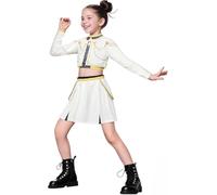 Idol Group Costume 3 pièces pour enfants, costume de scène imprimé étoiles de chasseur d'anime pour filles, costumes d'Halloween, fête d'anniversaire et costumade (B, 8 à 9 ans)