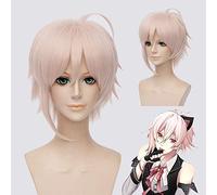 Idolish7 KUJO TENN perruque de Cosplay droite courte 30 cm Costume d'anime fête unisexe perruque de cheveux synthétiques rose pour la fête de noël