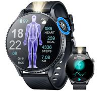 idomars Montre Connectée Homme ECG Smartwatch: Montre Intelligente Homme AMOLED de 1.56" Moniteur de HRV Appel Bluetooth LED Lampe de Poche Étanche Fitness Tracker Sport Watch pour Android iOS