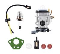 IDOMISMR 9 en 1 Carburateur pour Moteur de Débroussailleuse 52cc 49cc 43cc, Kit Carbu + Joint + Pompe d'Amorçage + set of Tuyau Filtre à Essence + Valve + Bougie d'allumage + Filtre à Essence extra