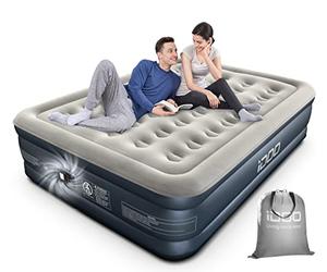 iDOO Matelas Gonflable 2 Personnes avec Pompe intégrée, Auto-gonflage/dégonflage en 3 Minutes, Lit Gonflable avec revêtement Confortable,Idéal en Camping 152 x 203 x 46 cm 295kg Max