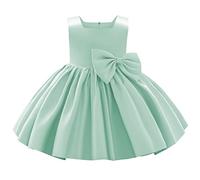 IDOPIP Bébé Fille Robe Satin sans Manches a - Chiffre Princesse Taille Papillon Mariage célébration Anniversaire fête Formelle Bal Vert Pomme 5-6y/120