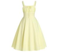IDOPIP Robe d'été bohème pour fille Motif floral | Sangle caraco réglable à nouer sur le devant avec col carré midi