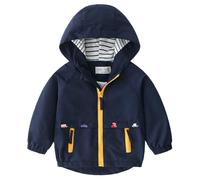 IDOPIP Veste Imperméable pour Enfant Softshell, Garçon Coupe-Vent Automne Hiver, Blouson Léger avec Capuche Broderie Voiture, Manteau Extérieur Poches Zippées, Le Vélo et La Course à Pied