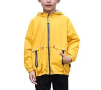 IDOPIP Veste Imperméable pour Enfant Softshell, Garçon Coupe-Vent Automne Hiver, Blouson Léger avec Capuche Broderie Voiture, Manteau Extérieur Poches Zippées, Le Vélo et La Course à Pied