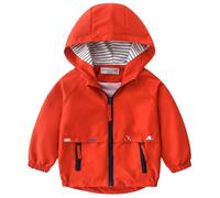 IDOPIP Veste Imperméable pour Enfant Softshell, Garçon Coupe-Vent Automne Hiver, Blouson Léger avec Capuche Broderie Voiture, Manteau Extérieur Poches Zippées, Le Vélo et La Course à Pied