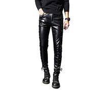 Idopy Pantalon Rock Steampunk à Lacets en Cuir PU pour Homme Coupe ajustée, 2217 Noir, 50
