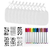 Idota Bavoir Personnalisable Bébé 10 Pièces, Bavoir Blanc avec 12 Stylos Textiles de Couleur et 6 Pochoirs de Coloriage, Bavoir Baby Shower Jeux Baby Shower Bavoir Personnalisé