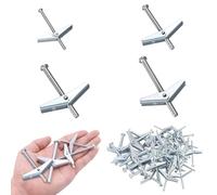 Idota Chevilles à bascule, lot de 36 chevilles M3/M5/M6 et ensemble de vis pour cloison sèche, 4 tailles de vis à tête carrée et écrous papillon pour suspendre des objets lourds