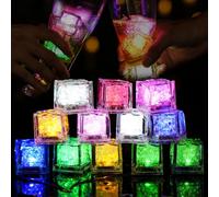 Idota Lot de 12 Glaçon Lumineux LED Coloré Glacon Lumineux LED Glaçons Couleur Flash Reutilisable Ice Cube pour Champagne Tour, Fête, Mariage, d'anniversaire, Club et Barre