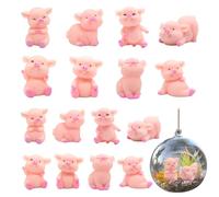 Idota Lot de 16 petits cochons porte-bonheur, 3,5 cm, en résine, porte-bonheur pour le Nouvel An, examen, décoration de table, mini pour gâteau, fée, jardin, boule à neige