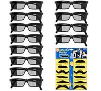 Idota Lunettes d'agent, 12 pièces lunettes de détection + 12 moustaches artificielles autocollantes, lunettes espions, lunettes de fête, abril espion pour enfants et adultes, fête d'anniversaire