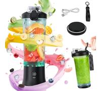 Idota Mixeur portable 600 ml Smoothie Maker to Go Centrifugeuse portable avec 6 lames et USB rechargeable pour la salle de gym, le bureau et les voyages (noir)