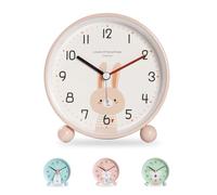 Idota Réveil Enfant Garçon Fille, Réveil Éducatif pour Enfants -Jour/Nuit Facile à Régler et à Piles Veilleuse Réveil de Voyage Silencieux Non Tic-Tac (Lapin Rose)