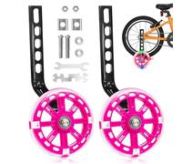 Idota Roues stabilisatrices de vélo pour enfants avec roues silencieuses Flash - Roues stabilisatrices de sécurité réglables - Universelles - Pour vélo à vitesse unique de 12, 14, 16, 18, 20" - Rose