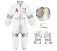 IDOTTA Costume d'astronaute pour enfants avec casque, gants, carte nominative, jeu de rôle pour enfants
