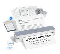 iDPRT Imprimante portable sans fil pour voyage - Prise en charge de l'imprimante mobile Bluetooth pour lettre américaine de 21,6 x 27,9 cm, sans encre compatible avec iOS, Android, ordinateur portable