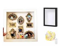 idqwsswt des Souvenirs Uniques et élégants avec Un Mini-musée à Monter soi-même : Cadre Photo élégant avec Figurines dorées, idéal pour Un Anniversaire. Kit de, Noir