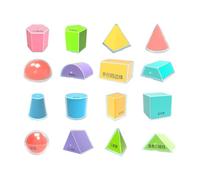idqwsswt Ensemble innovant de Blocs géométriques Solides 3D translucides - Outils d'apprentissage et de Formation pour Enfants - Géométrie et