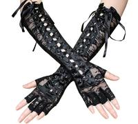 idqwsswt Gants d'opéra Extensibles à Manches Coudes, Longs Gants sans Doigts en Dentelle pour Femmes, Bandage, Accessoire idéal pour Les Concerts, Les soirées, Les Costumes et