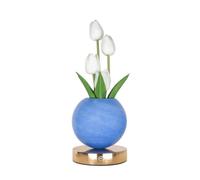 idqwsswt Lampara De Anes - lampe De Table,Tulipe blanche + pot bleu | luminosité à intensité variable, Vase en verre, améliorant l'élégance tout en éclairant