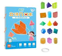idqwsswt Livre de géométrie 3D Pratique pour Les élèves du Primaire Livre d'apprentissage de la géométrie 3D en Papier Amusant et éducatif, 15 Images