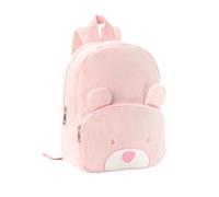 idqwsswt Sac à pour Enfant en Velours côtelé brodé d'animaux, abordable, adapté à l'école et au Refuge, 30 cm x 24 cm, Kaki et Rose, Ours Rose