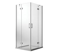 Idralite Cabine de Douche 90x90 CM H190 Transparent avec Easyclean Mod. Flip Porte + Porte Ouverture Pivotante